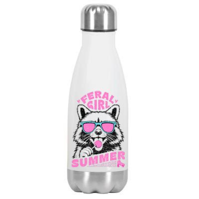 Feral Girl Summer Raccoon Vintage Stainless Steel Insulated Water Bottle