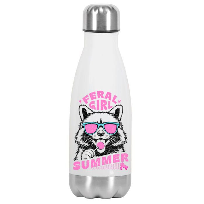 Feral Girl Summer Raccoon Vintage Stainless Steel Insulated Water Bottle