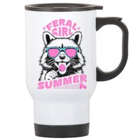 Feral Girl Summer Raccoon Vintage Stainless Steel Travel Mug