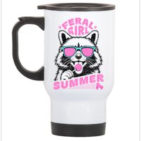 Feral Girl Summer Raccoon Vintage Stainless Steel Travel Mug