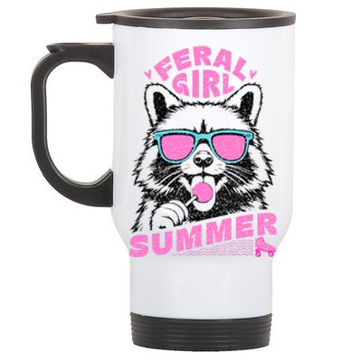 Feral Girl Summer Raccoon Vintage Stainless Steel Travel Mug