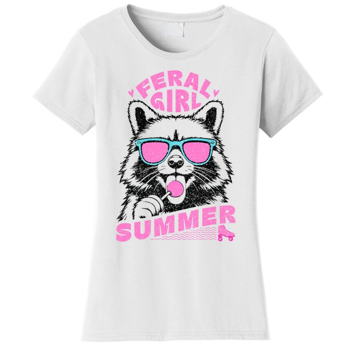 Feral Girl Summer Raccoon Vintage Women's T-Shirt