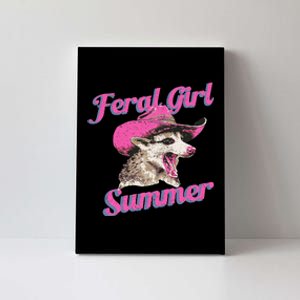 Feral Girl Summer Retro Possum Funny Meme Canvas