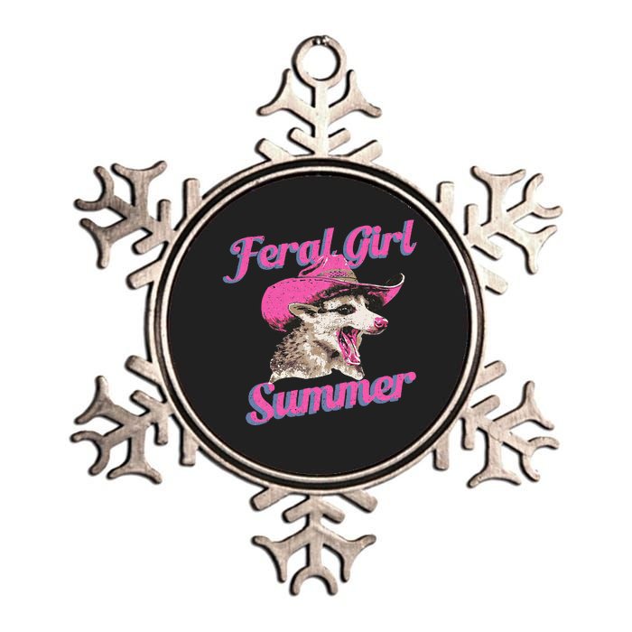 Feral Girl Summer Retro Possum Funny Meme Metallic Star Ornament