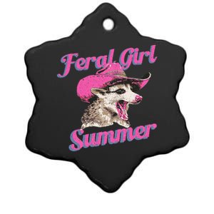 Feral Girl Summer Retro Possum Funny Meme Ceramic Star Ornament