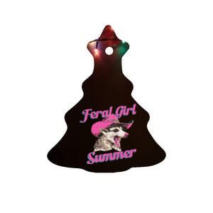 Feral Girl Summer Retro Possum Funny Meme Ceramic Tree Ornament