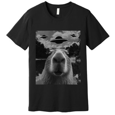 Funny Graphiccapybara Selfie With Ufos Weird Premium T-Shirt