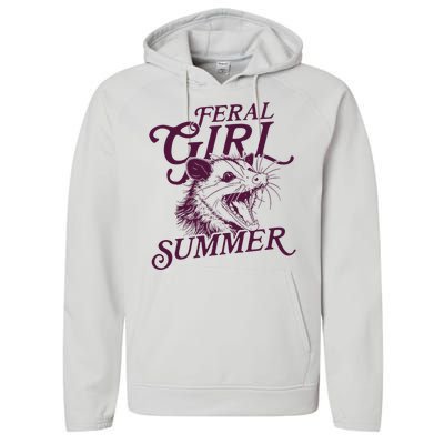 Feral Girl Summer Opossum Vintage Performance Fleece Hoodie