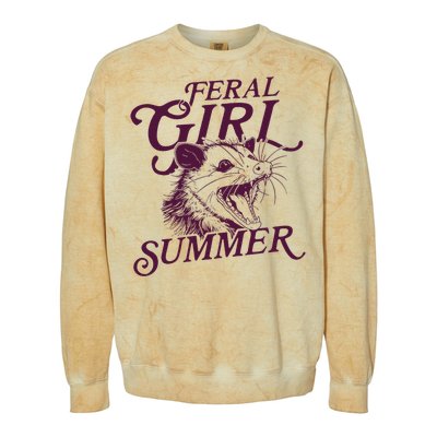 Feral Girl Summer Opossum Vintage Colorblast Crewneck Sweatshirt