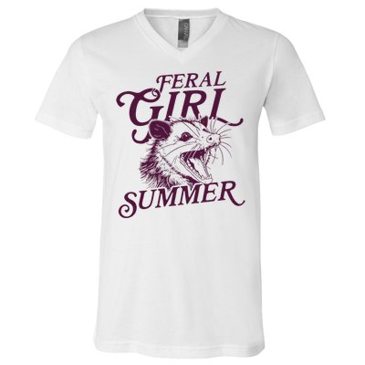 Feral Girl Summer Opossum Vintage V-Neck T-Shirt