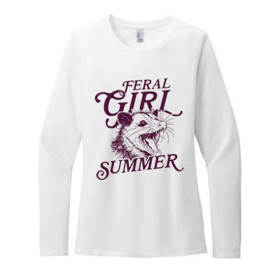 Feral Girl Summer Opossum Vintage Womens CVC Long Sleeve Shirt