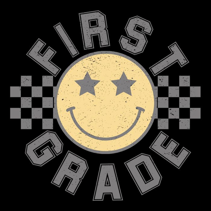 First Grade Star Smile Checker Back To School Retro 7-Panel Snapback Hat