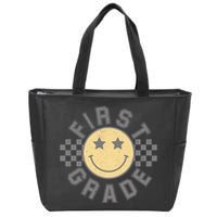 First Grade Star Smile Checker Back To School Retro Zip Tote Bag