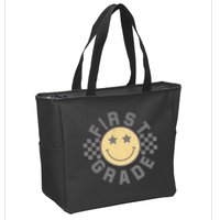 First Grade Star Smile Checker Back To School Retro Zip Tote Bag