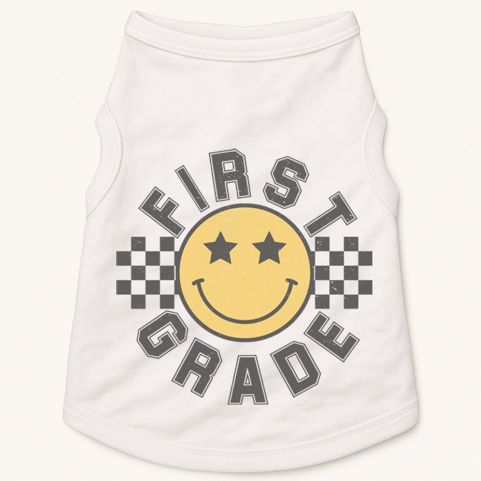 First Grade Star Smile Checker Back To School Retro Doggie Tank