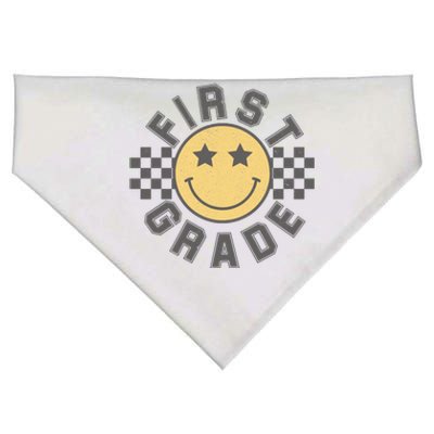 First Grade Star Smile Checker Back To School Retro USA-Made Doggie Bandana