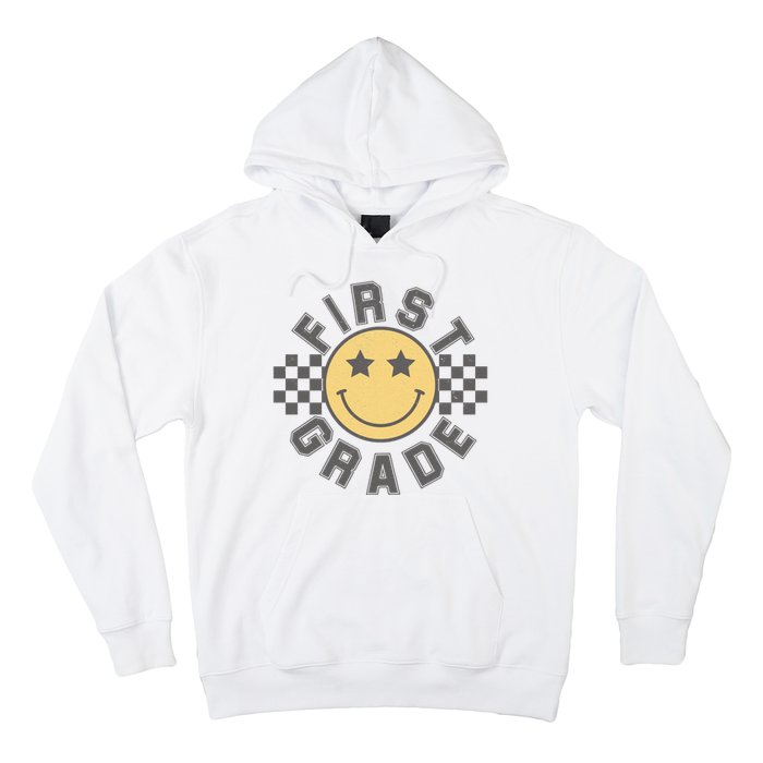 First Grade Star Smile Checker Back To School Retro Hoodie