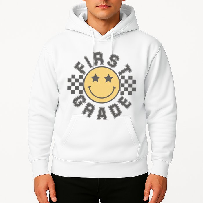 First Grade Star Smile Checker Back To School Retro Hoodie