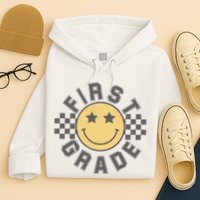 First Grade Star Smile Checker Back To School Retro Hoodie