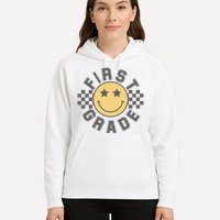 First Grade Star Smile Checker Back To School Retro Hoodie