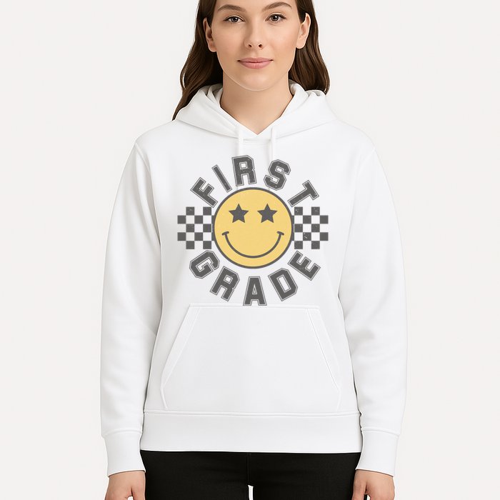 First Grade Star Smile Checker Back To School Retro Hoodie