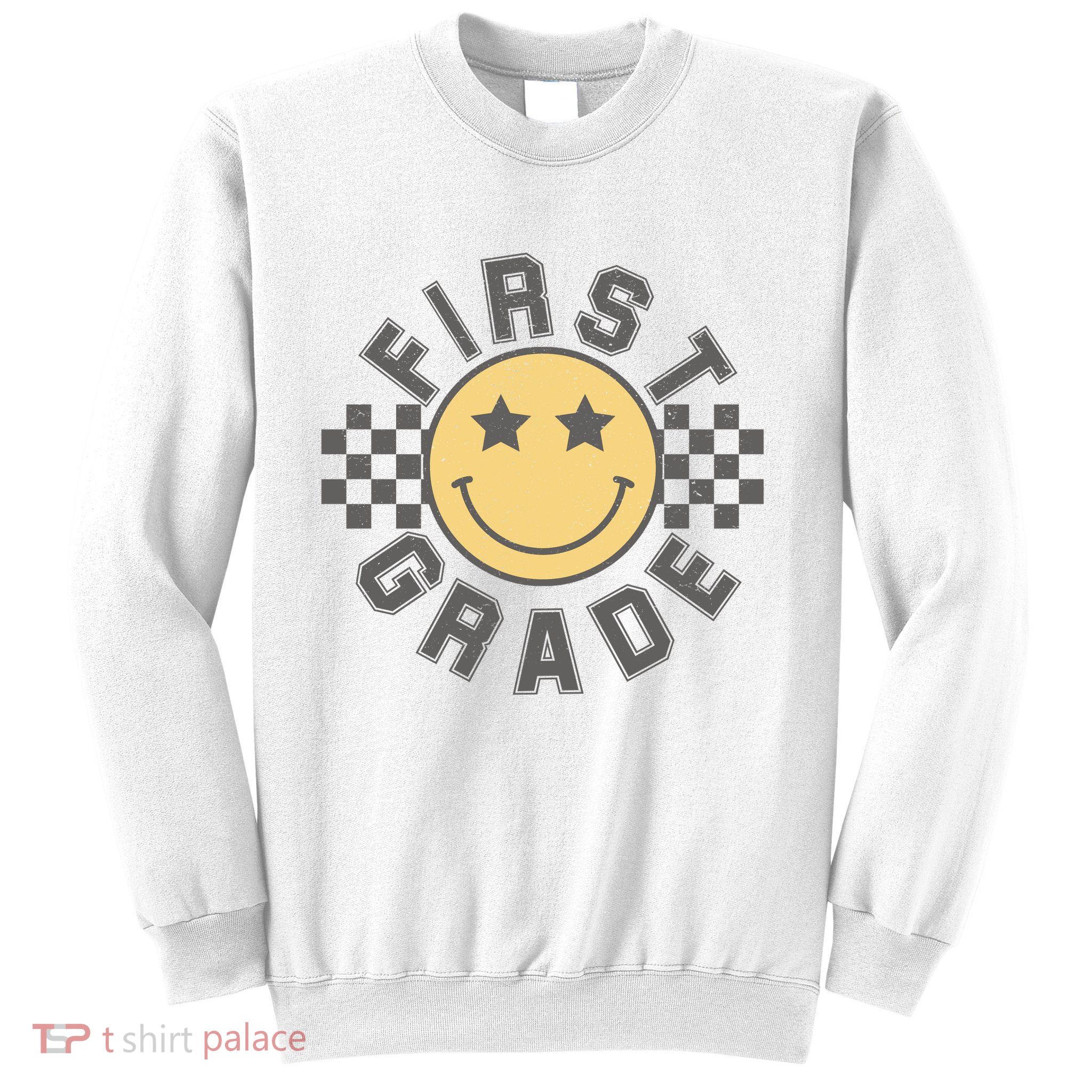 First Grade Star Smile Checker Back To School Retro Sweatshirt
