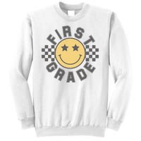 First Grade Star Smile Checker Back To School Retro Sweatshirt