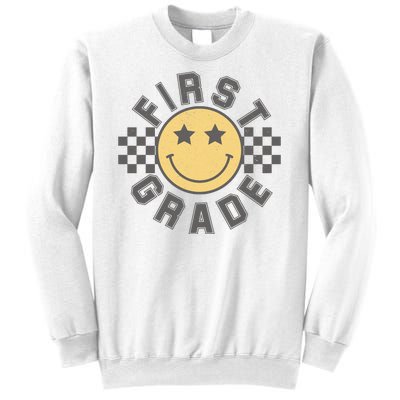 First Grade Star Smile Checker Back To School Retro Sweatshirt