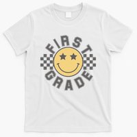 First Grade Star Smile Checker Back To School Retro T-Shirt