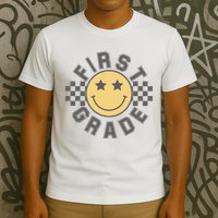 First Grade Star Smile Checker Back To School Retro T-Shirt