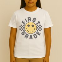 First Grade Star Smile Checker Back To School Retro T-Shirt