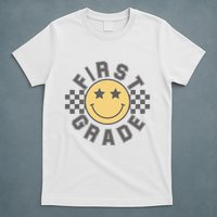 First Grade Star Smile Checker Back To School Retro T-Shirt