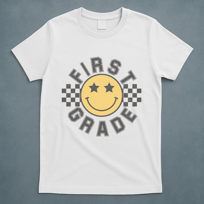 First Grade Star Smile Checker Back To School Retro T-Shirt