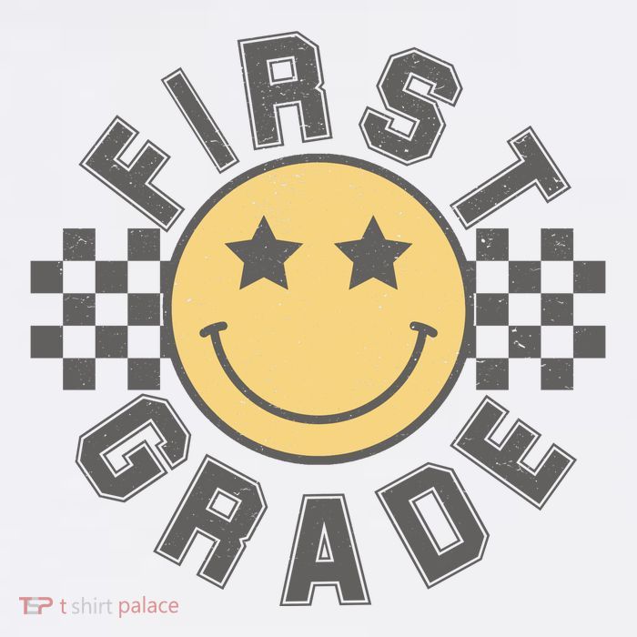First Grade Star Smile Checker Back To School Retro Sustainable Bucket Hat