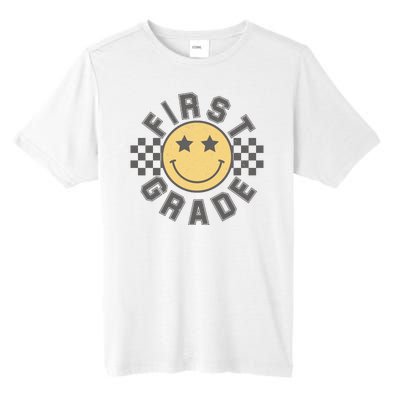 First Grade Star Smile Checker Back To School Retro Tall Fusion ChromaSoft Performance T-Shirt