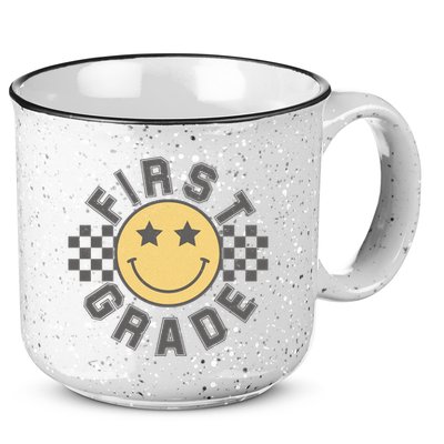 First Grade Star Smile Checker Back To School Retro 15oz Campfire Ceramic Mug
