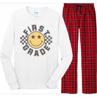 First Grade Star Smile Checker Back To School Retro Long Sleeve Pajama Set