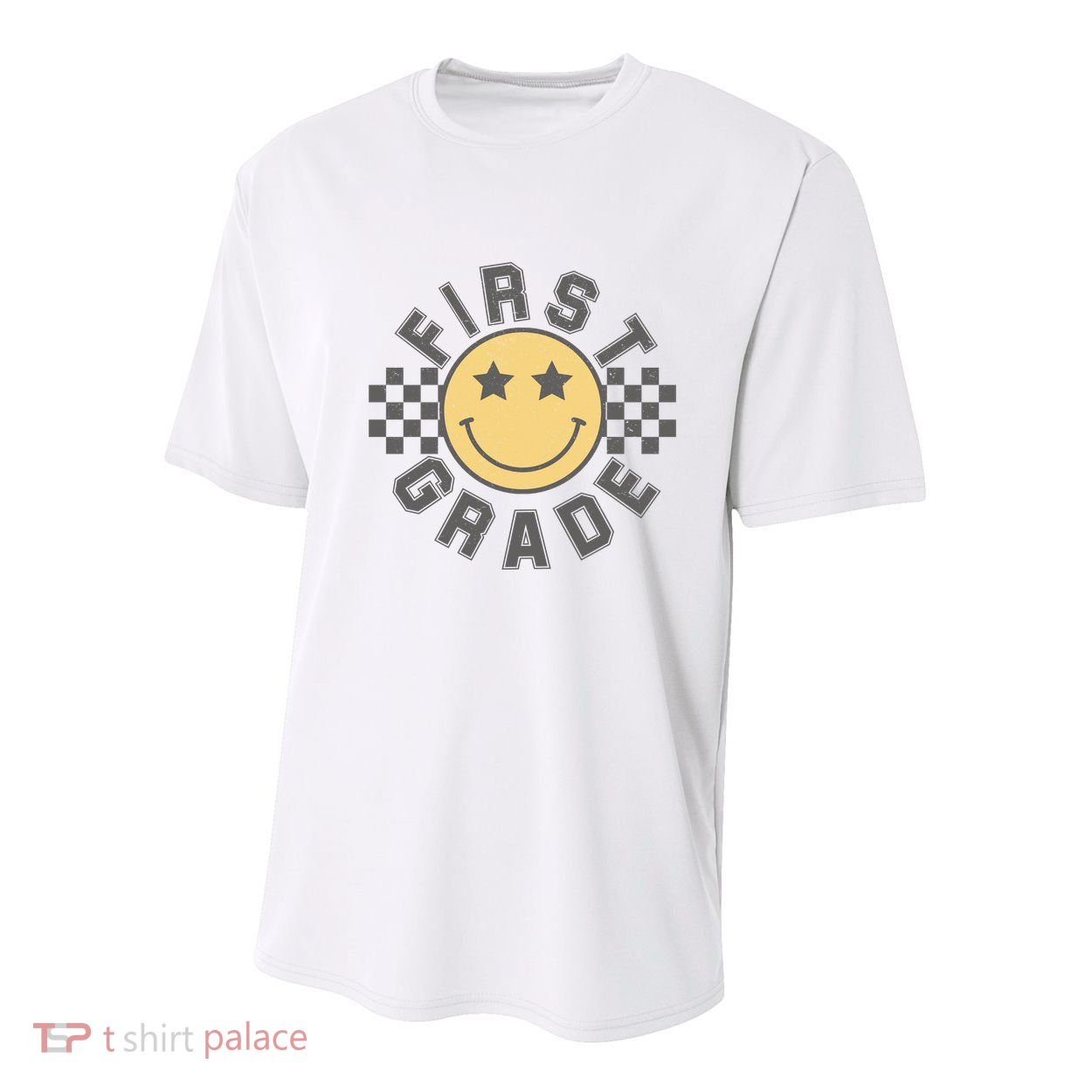 First Grade Star Smile Checker Back To School Retro Youth Performance Sprint T-Shirt