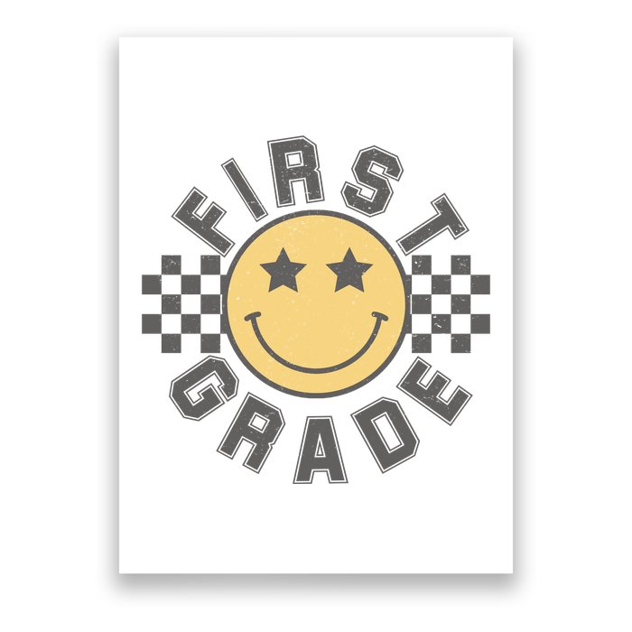 First Grade Star Smile Checker Back To School Retro Poster