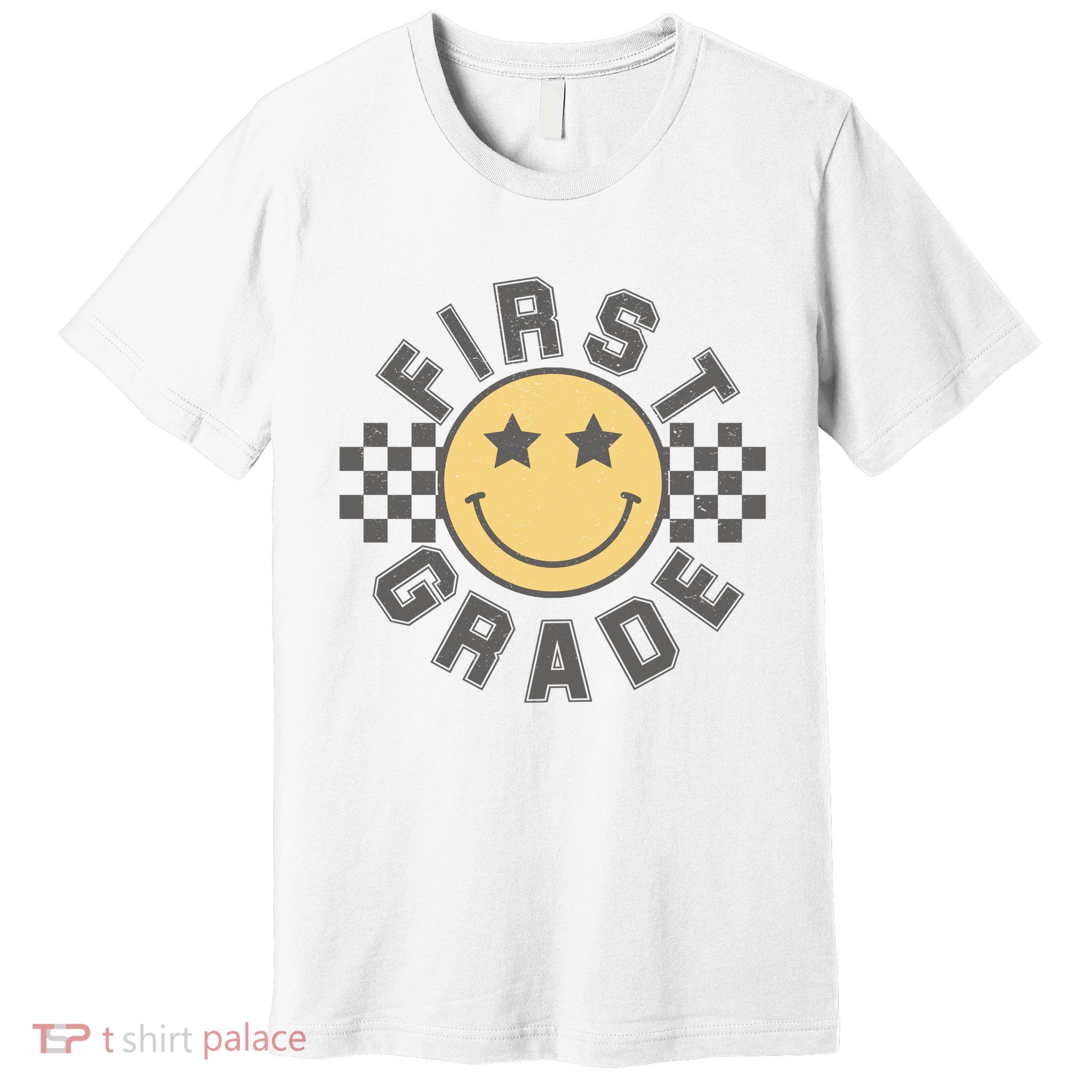 First Grade Star Smile Checker Back To School Retro Premium T-Shirt