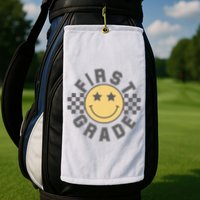 First Grade Star Smile Checker Back To School Retro Golf Towel