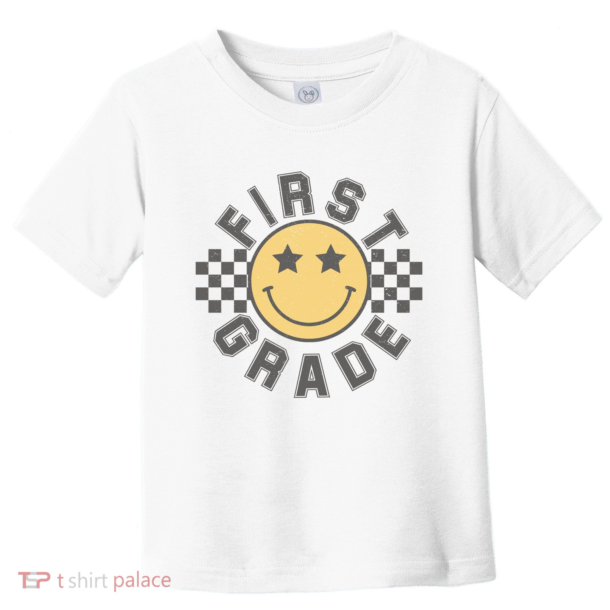 First Grade Star Smile Checker Back To School Retro Toddler T-Shirt