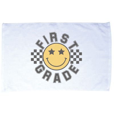 First Grade Star Smile Checker Back To School Retro Microfiber Hand Towel