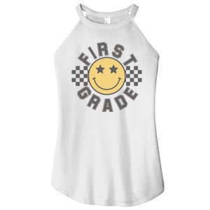 First Grade Star Smile Checker Back To School Retro Women's Perfect Tri Rocker Tank