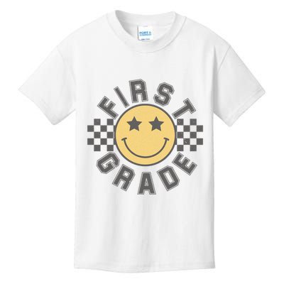 First Grade Star Smile Checker Back To School Retro Kids T-Shirt