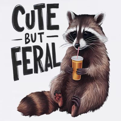 Feral Girl Summer Funny Meme Cute But Feral Raccoon Vacation T-Shirt