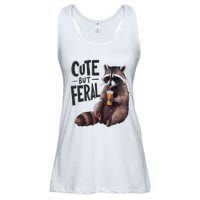 Feral Girl Summer Funny Meme Cute But Feral Raccoon Vacation Ladies Essential Flowy Tank