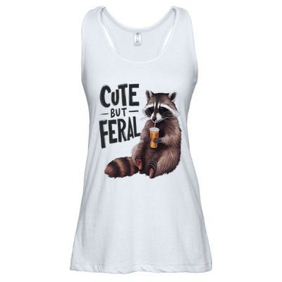 Feral Girl Summer Funny Meme Cute But Feral Raccoon Vacation Ladies Essential Flowy Tank