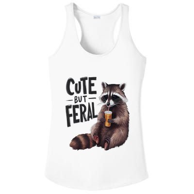 Feral Girl Summer Funny Meme Cute But Feral Raccoon Vacation Ladies PosiCharge Competitor Racerback Tank