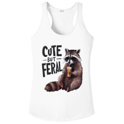 Feral Girl Summer Funny Meme Cute But Feral Raccoon Vacation Ladies PosiCharge Competitor Racerback Tank